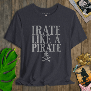 Irate Like a Pirate Tee | Funny Jolly Roger Vintage Coastal Graphic | Ultra - Soft Eco - Friendly Graphic Tee
