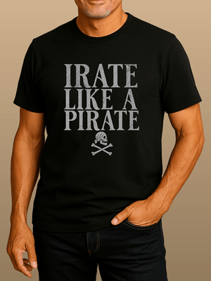 Irate Like a Pirate Tee | Funny Jolly Roger Vintage Coastal Graphic | Ultra - Soft Eco - Friendly Graphic Tee