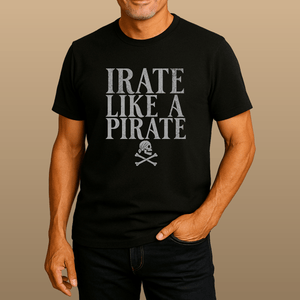 Irate Like a Pirate Tee | Funny Jolly Roger Vintage Coastal Graphic | Ultra - Soft Eco - Friendly Graphic Tee