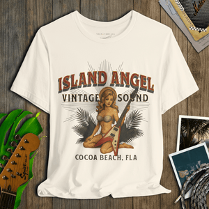 Island Angel Vintage Sound Tee | Cocoa Beach Retro Music Vibes | Ultra - Soft Eco - Friendly Graphic Tee