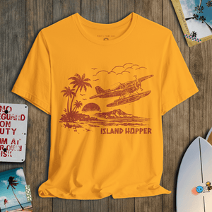 Island Hopper Postcard Tee | Vintage Seaplane Escape | Ultra - Soft Eco - Friendly Graphic Tee
