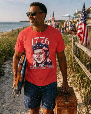 JFK Ask Not Just Shred Tee | 1776 Patriotic Rock Tee | Ultra - Soft Eco - Friendly Graphic Tee