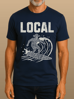 Local Cowboy Surfer T-Shirt | Eco - Friendly Tribal Coastal Graphic Tee | Ultra - Soft Eco - Friendly Graphic Tee