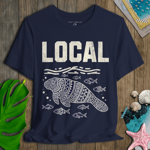 Local Manatee T-Shirt | Eco - Friendly Tribal Coastal Graphic Tee | Ultra - Soft Eco - Friendly Graphic Tee