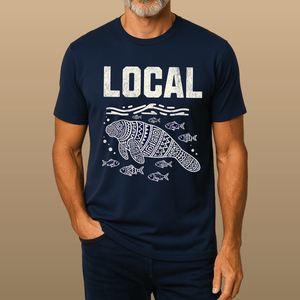 Local Manatee T-Shirt | Eco - Friendly Tribal Coastal Graphic Tee | Ultra - Soft Eco - Friendly Graphic Tee