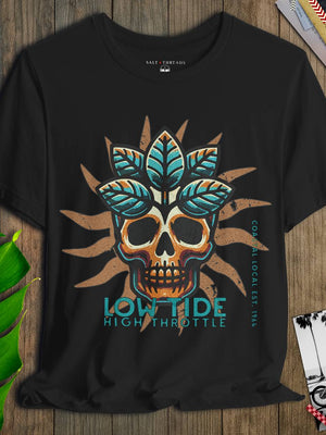 Low Tide High Throttle Tee | Coastal Skull Sun Native Island Biker Graphic | Ultra - Soft Eco - Friendly Graphic Tee