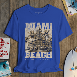 Miami Beach T-Shirt | Vintage Art Deco Hotel Coastal Graphic Tee | Ultra - Soft Eco - Friendly Graphic Tee