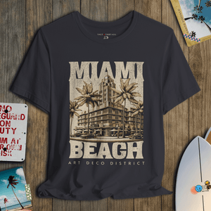 Miami Beach T-Shirt | Vintage Art Deco Hotel Coastal Graphic Tee | Ultra - Soft Eco - Friendly Graphic Tee