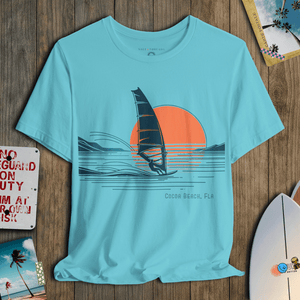 Moonlit Voyage T-Shirt | Romantic Wind Surfing Sunset Coastal Tee | Ultra - Soft Eco - Friendly Graphic Tee