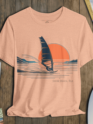 Moonlit Voyage T-Shirt | Romantic Wind Surfing Sunset Coastal Tee | Ultra - Soft Eco - Friendly Graphic Tee