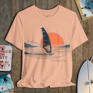 Moonlit Voyage T-Shirt | Romantic Wind Surfing Sunset Coastal Tee | Ultra - Soft Eco - Friendly Graphic Tee