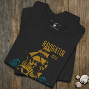 Navigatin’ Into Questionable Waters T-Shirt | Eco - Friendly Pirate Graphic Tee