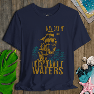 Navigatin’ Into Questionable Waters T-Shirt | Eco - Friendly Pirate Graphic Tee