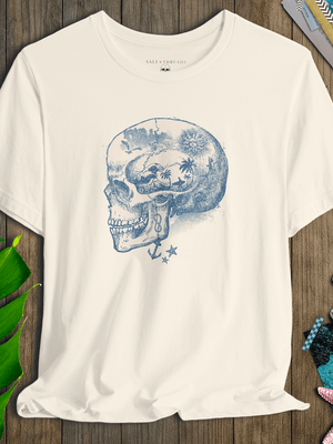Pirate Skull Story Tee | Saltworn Coastal Tale | Ultra - Soft Eco - Friendly Graphic Tee