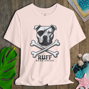 Pitbull First Mate T-Shirt | Ruff Seas Ahead Eco - Friendly Pirate Dog Graphic Tee | Ultra - Soft Eco - Friendly Graphic Tee