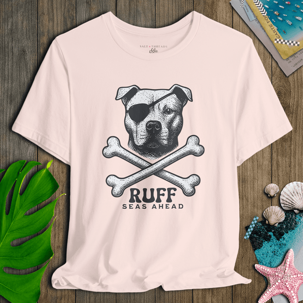 Pitbull First Mate T-Shirt | Ruff Seas Ahead Eco - Friendly Pirate Dog Graphic Tee | Ultra - Soft Eco - Friendly Graphic Tee