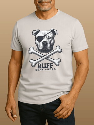 Pitbull First Mate T-Shirt | Ruff Seas Ahead Eco - Friendly Pirate Dog Graphic Tee | Ultra - Soft Eco - Friendly Graphic Tee