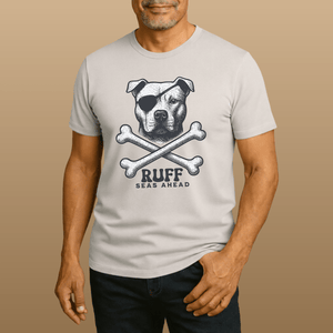 Pitbull First Mate T-Shirt | Ruff Seas Ahead Eco - Friendly Pirate Dog Graphic Tee | Ultra - Soft Eco - Friendly Graphic Tee