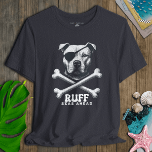 Pitbull First Mate T-Shirt | Ruff Seas Ahead Eco - Friendly Pirate Dog Graphic Tee | Ultra - Soft Eco - Friendly Graphic Tee