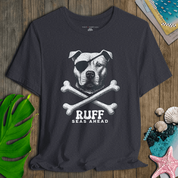 Pitbull First Mate T-Shirt | Ruff Seas Ahead Eco - Friendly Pirate Dog Graphic Tee | Ultra - Soft Eco - Friendly Graphic Tee