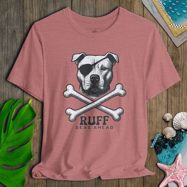 Pitbull First Mate T-Shirt | Ruff Seas Ahead Eco - Friendly Pirate Dog Graphic Tee | Ultra - Soft Eco - Friendly Graphic Tee