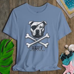 Pitbull First Mate T-Shirt | Ruff Seas Ahead Eco - Friendly Pirate Dog Graphic Tee | Ultra - Soft Eco - Friendly Graphic Tee