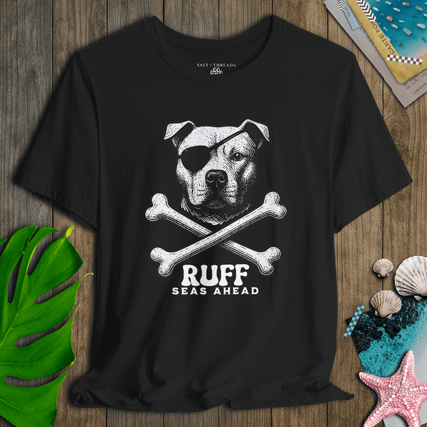 Pitbull First Mate T-Shirt | Ruff Seas Ahead Eco - Friendly Pirate Dog Graphic Tee | Ultra - Soft Eco - Friendly Graphic Tee