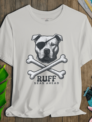 Pitbull First Mate T-Shirt | Ruff Seas Ahead Eco - Friendly Pirate Dog Graphic Tee | Ultra - Soft Eco - Friendly Graphic Tee