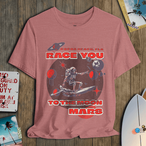 Race You to Mars T-Shirt | Vintage Space Surf Cocoa Beach Graphic Tee | Ultra - Soft Eco - Friendly Graphic Tee