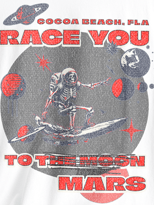 Race You to Mars Tee | Vintage Space Surf Cocoa Beach Graphic Tee | Ultra-Soft Eco-Friendly Graphic Tee