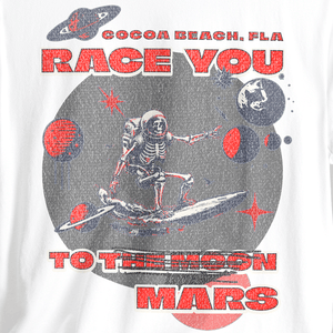 Race You to Mars Tee | Vintage Space Surf Cocoa Beach Graphic Tee | Ultra-Soft Eco-Friendly Graphic Tee