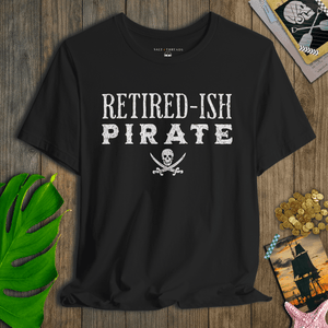 Retired - ish Pirate Tee | Vintage Jolly Roger Crossed Swords Coastal Graphic | Ultra - Soft Eco - Friendly Graphic Tee