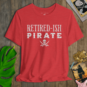Retired - ish Pirate Tee | Vintage Jolly Roger Crossed Swords Coastal Graphic | Ultra - Soft Eco - Friendly Graphic Tee