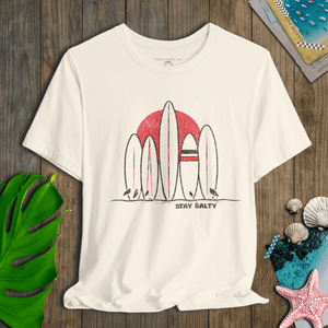 Retro Surf Row Tee | Stay Salty Sunset Tee | Ultra - Soft Eco - Friendly Graphic Tee