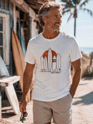 Retro Surf Row Tee | Stay Salty Sunset Tee | Ultra-Soft Eco-Friendly Graphic Tee