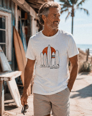 Retro Surf Row Tee | Stay Salty Sunset Tee | Ultra-Soft Eco-Friendly Graphic Tee