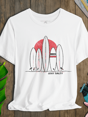 Retro Surf Row Tee | Stay Salty Sunset Tee | Ultra - Soft Eco - Friendly Graphic Tee