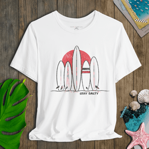 Retro Surf Row Tee | Stay Salty Sunset Tee | Ultra - Soft Eco - Friendly Graphic Tee