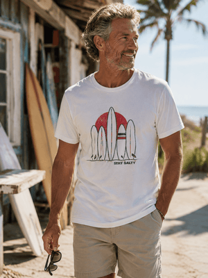 Retro Surf Row Tee | Stay Salty Sunset Tee | Ultra - Soft Eco - Friendly Graphic Tee
