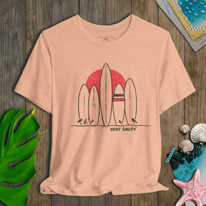 Retro Surf Row Tee | Stay Salty Sunset Tee | Ultra - Soft Eco - Friendly Graphic Tee