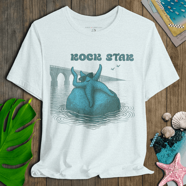 Rock Star Starfish T-Shirt | Eco - Friendly Ultra - Soft Coastal Graphic Tee | Ultra - Soft Eco - Friendly Graphic Tee
