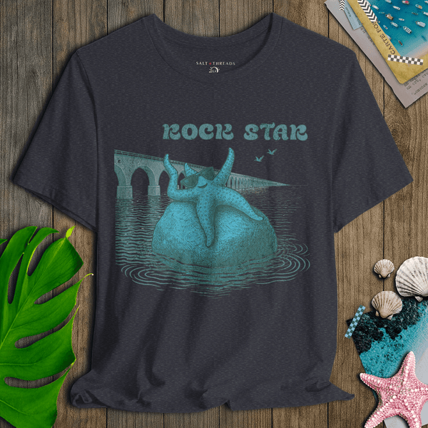 Rock Star Starfish T-Shirt | Eco - Friendly Ultra - Soft Coastal Graphic Tee | Ultra - Soft Eco - Friendly Graphic Tee