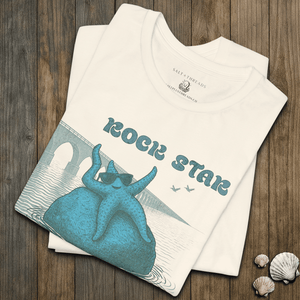 Rock Star Starfish T-Shirt | Eco - Friendly Ultra - Soft Coastal Graphic Tee | Ultra - Soft Eco - Friendly Graphic Tee