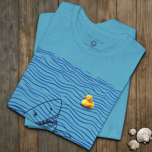 Rubber Duckie Shark T-Shirt | Sustainable Ultra - Soft Funny Coastal Graphic Tee | Ultra - Soft Eco - Friendly Graphic Tee