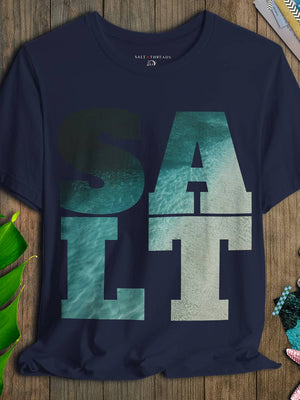 Salt Ocean Block T-Shirt | Ultra - Soft Sustainable Coastal Graphic Tee | Ultra - Soft Eco - Friendly Graphic Tee