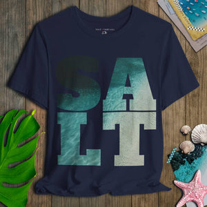 Salt Ocean Block T-Shirt | Ultra - Soft Sustainable Coastal Graphic Tee | Ultra - Soft Eco - Friendly Graphic Tee