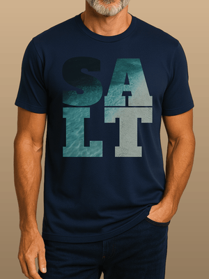 Salt Ocean Block T-Shirt | Ultra - Soft Sustainable Coastal Graphic Tee | Ultra - Soft Eco - Friendly Graphic Tee