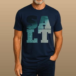 Salt Ocean Block T-Shirt | Ultra - Soft Sustainable Coastal Graphic Tee | Ultra - Soft Eco - Friendly Graphic Tee