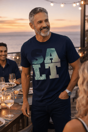 Salt Ocean Block T-Shirt | Ultra - Soft Sustainable Coastal Graphic Tee | Ultra - Soft Eco - Friendly Graphic Tee