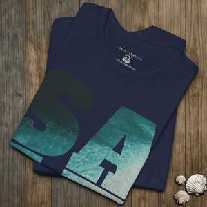 Salt Ocean Block T-Shirt | Ultra - Soft Sustainable Coastal Graphic Tee | Ultra - Soft Eco - Friendly Graphic Tee